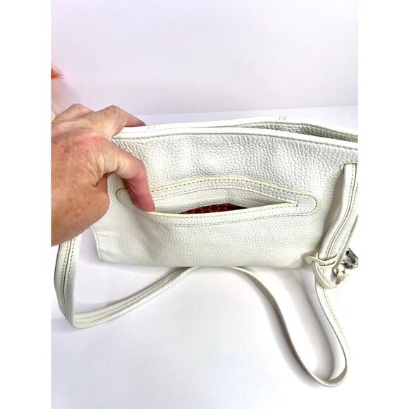 Brighton White Leather Shoulder Purse Bag Colorful Woven Front - Picture 5 of 16